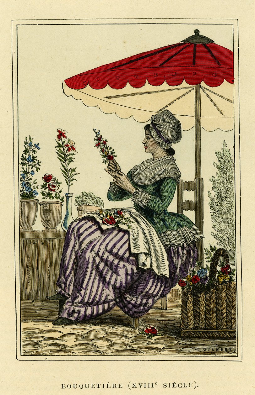 A 18. századi kőszáli viselet. Színes metszet, in: "France et les francais a travers les centuries", Augustin Challamel, F.Roy szerkesztő, Párizs 1882. Selva gyűjtemény. alkotó: French School