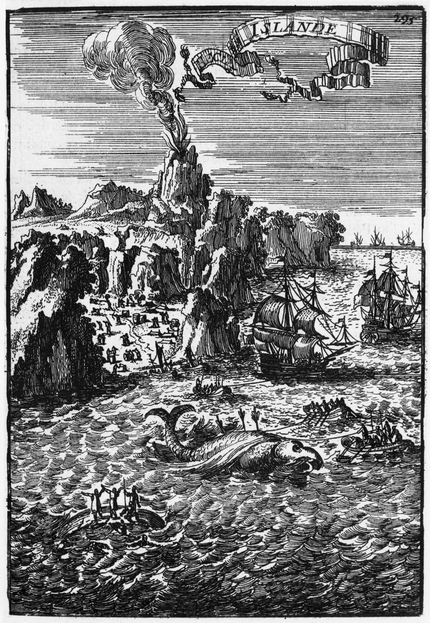 Izland és bálnahalászat, illusztráció Alain Manesson Mallet (1630-1706) Description de l