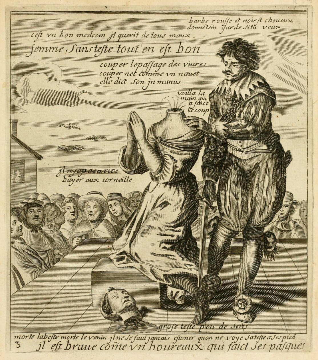 Il est brave comme un boureaux qui faict ses pasques", Jacques Lagniet "Recueil des plus illustres proverbes, divises en trois livres" című művéből, 1657-63 körül (metszet). alkotó: French School