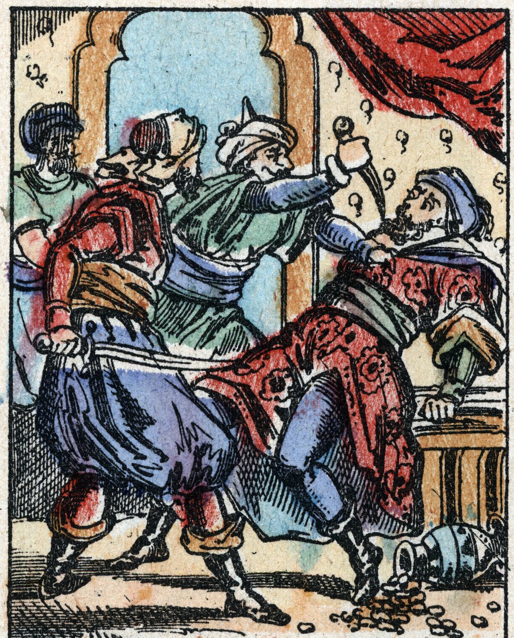 Illusztráció az Ezeregyéjszaka meséihez. Ali-Baba (Ali Baba).Fametszet az Imaging Pellerin - Epinal, sd. 19. század vége. alkotó: French School