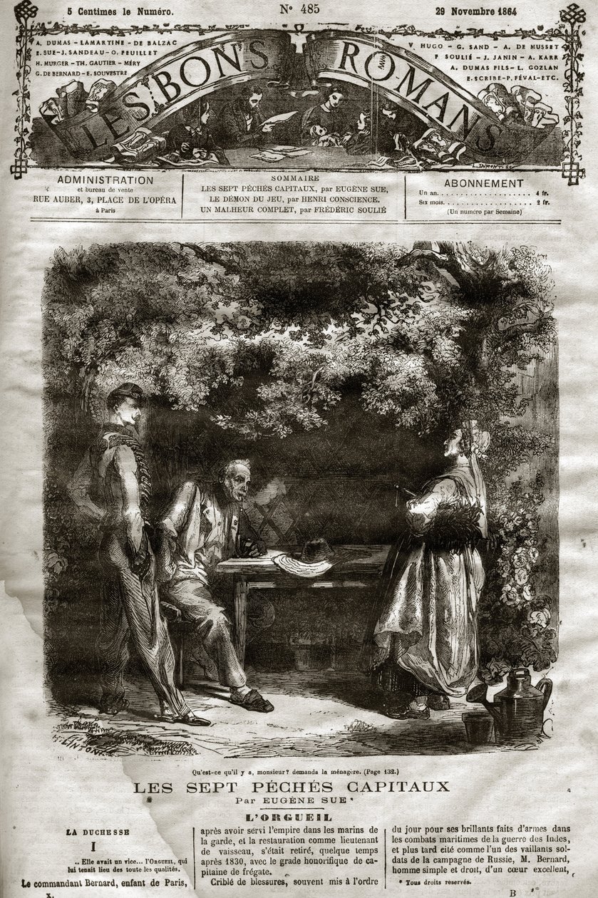 Illusztráció Eugene Sue „A hét főváros” című regényéhez a „The Bons Romans” című kiadványban jelent meg 1864.11.29-én. alkotó: French School