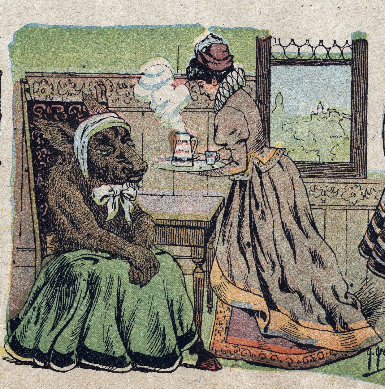 Illusztráció a „Szépség és a Bete” című meséhez: hosszú hetekig kellett gondoskodnia róla. Quinn-képek metszete, 1890 körül. alkotó: French School