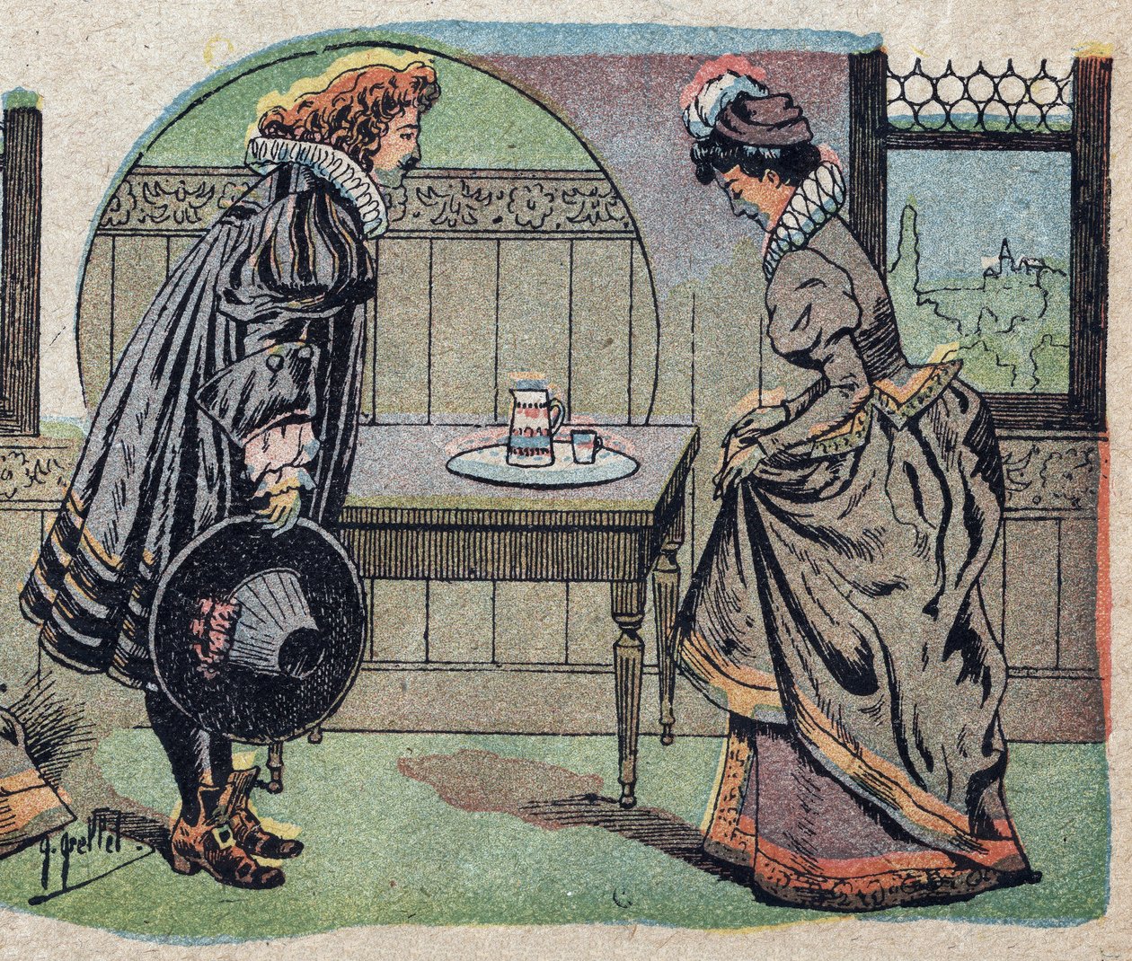 Illusztráció a „Szépség és a Béta” című meséhez: a bete szebb királyfi lett. Quinn-képek metszete, 1890 körül. alkotó: French School