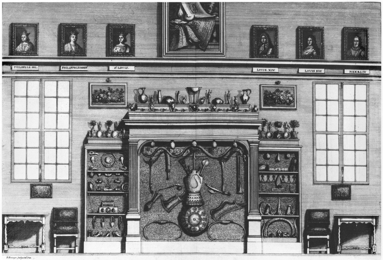 Illusztráció a Cabinet de la Bibliotheque Sainte-Genevieve-ből, Pere Claude Du Molinet tiszteletes (1620-87) 1692 alkotó: French School
