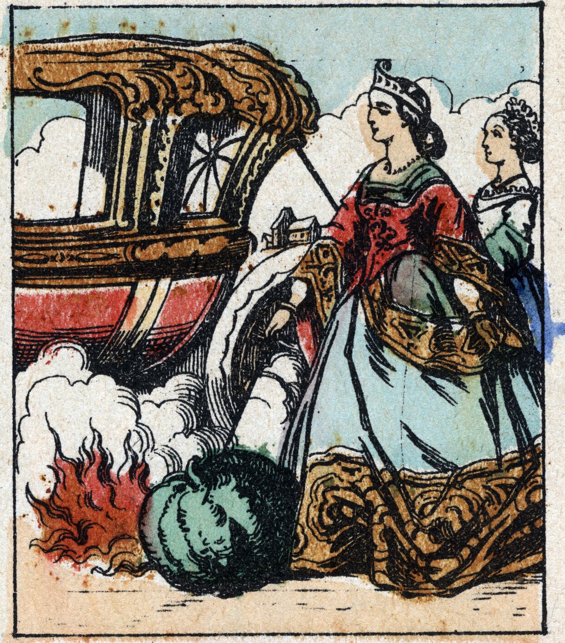Illusztráció Charles Perrault „Hamupipőke vagy A kis üvegpapucs” című meséjéről. Imaging Pellerin fametszete - Epinal, sd. 19. század vége. alkotó: French School