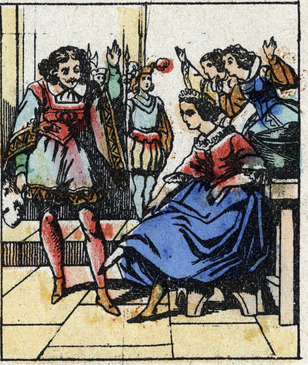 Illusztráció Charles Perrault „Hamupipőke vagy A kis üvegpapucs” című meséjéről. Imaging Pellerin fametszete - Epinal, sd. 19. század vége. alkotó: French School