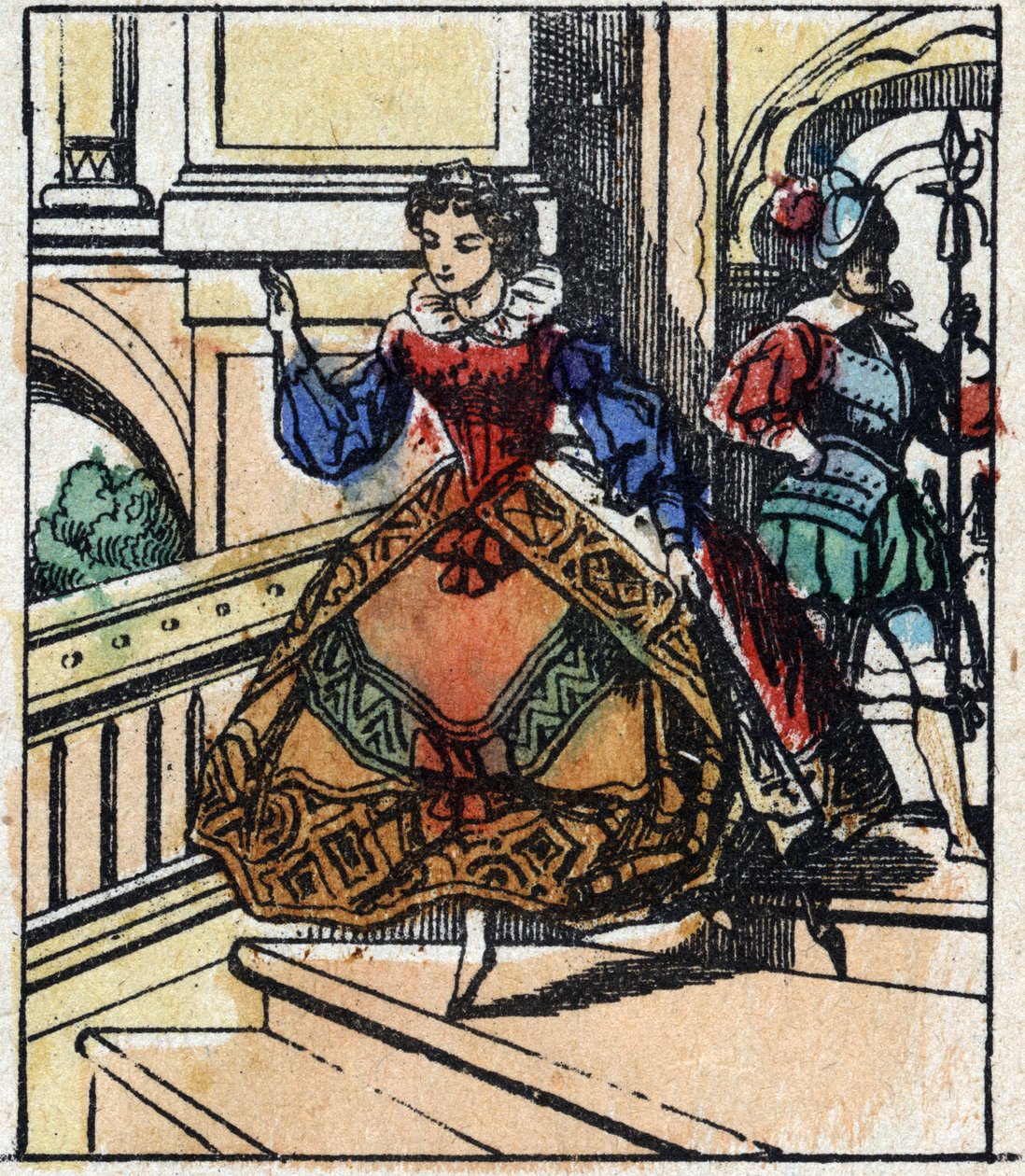 Illusztráció Charles Perrault „Hamupipőke vagy A kis üvegpapucs” című meséjéről. Imaging Pellerin fametszete - Epinal, sd. 19. század vége. alkotó: French School