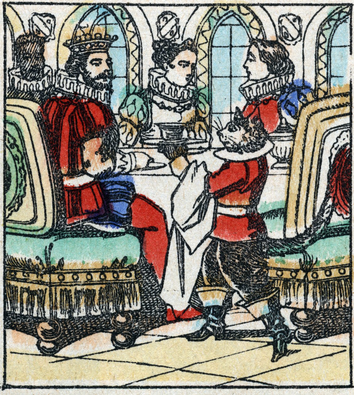 Illusztráció Charles Perrault „The Cat Botte” című meséjéről. Imaging Pellerin fametszete - Epinal, sd. 19. század vége. alkotó: French School