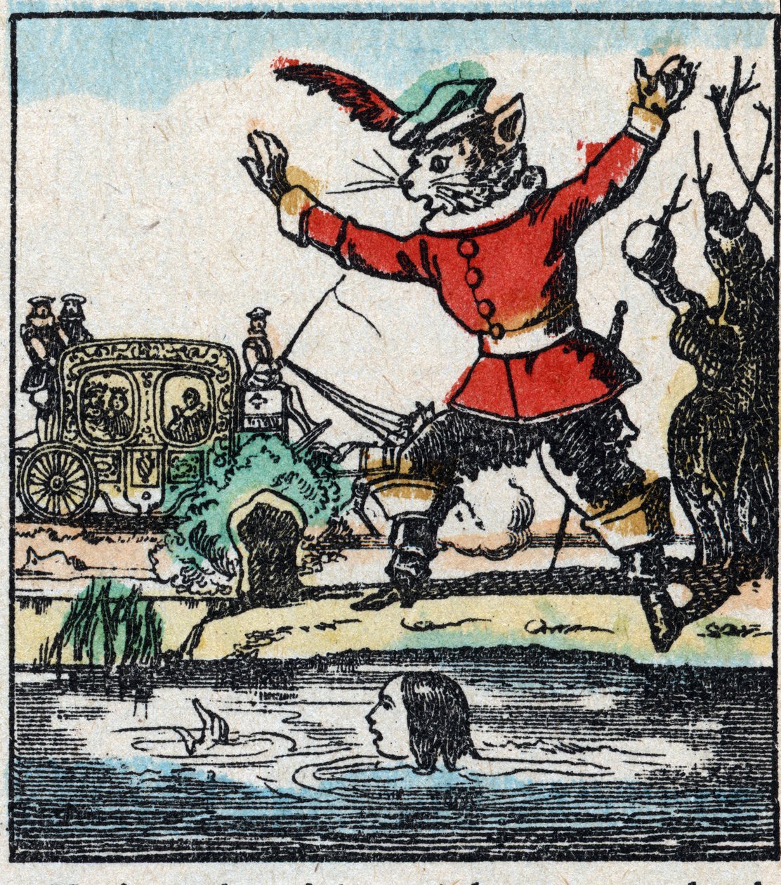 Illusztráció Charles Perrault „The Cat Botte” című meséjéről. Imaging Pellerin fametszete - Epinal, sd. 19. század vége. alkotó: French School