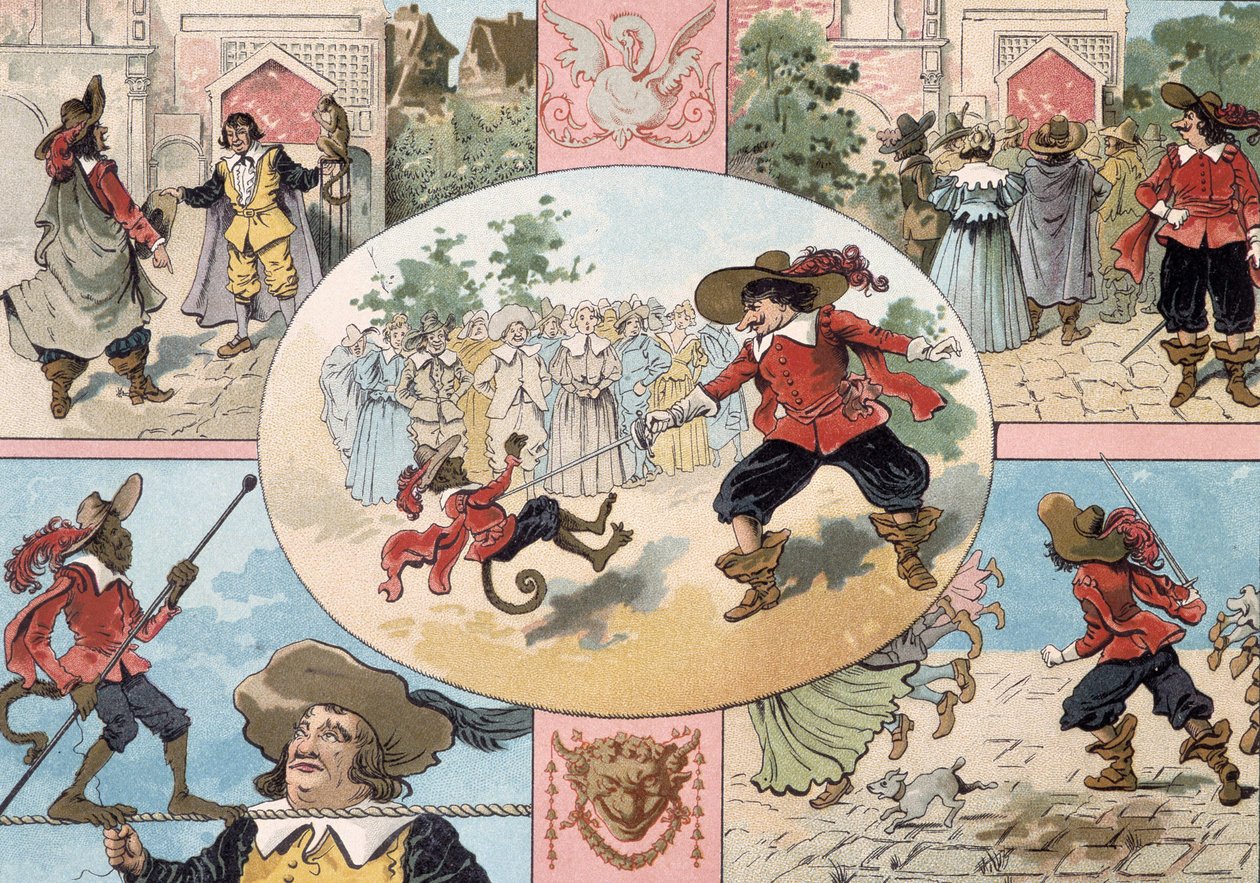 Illusztráció Cyrano de Bergeracról, illusztráció Cyrano de Bergerac regényéről: „A másik világ alkotó: French School