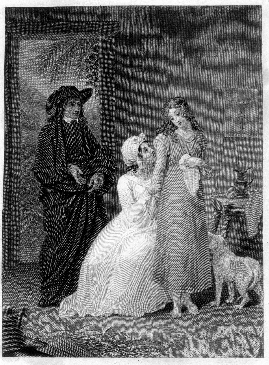 "" Paul és Virginia" illusztrációja: Virginia. Henri Bernardin de Saint Pierre (Saint Pierre vagy St Pierre), francia író (1737-1814) római. alkotó: French School