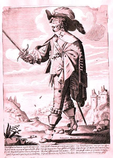 Egy katona illusztrációja XIII. Lajos uralkodása alatt (1601-43) (metszet) (f/w fotó) alkotó: French School