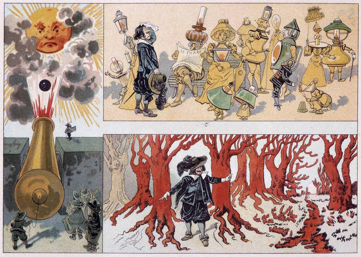 De Cyrano de Bergerac illusztrációja „A másik világ” című regényében alkotó: French School
