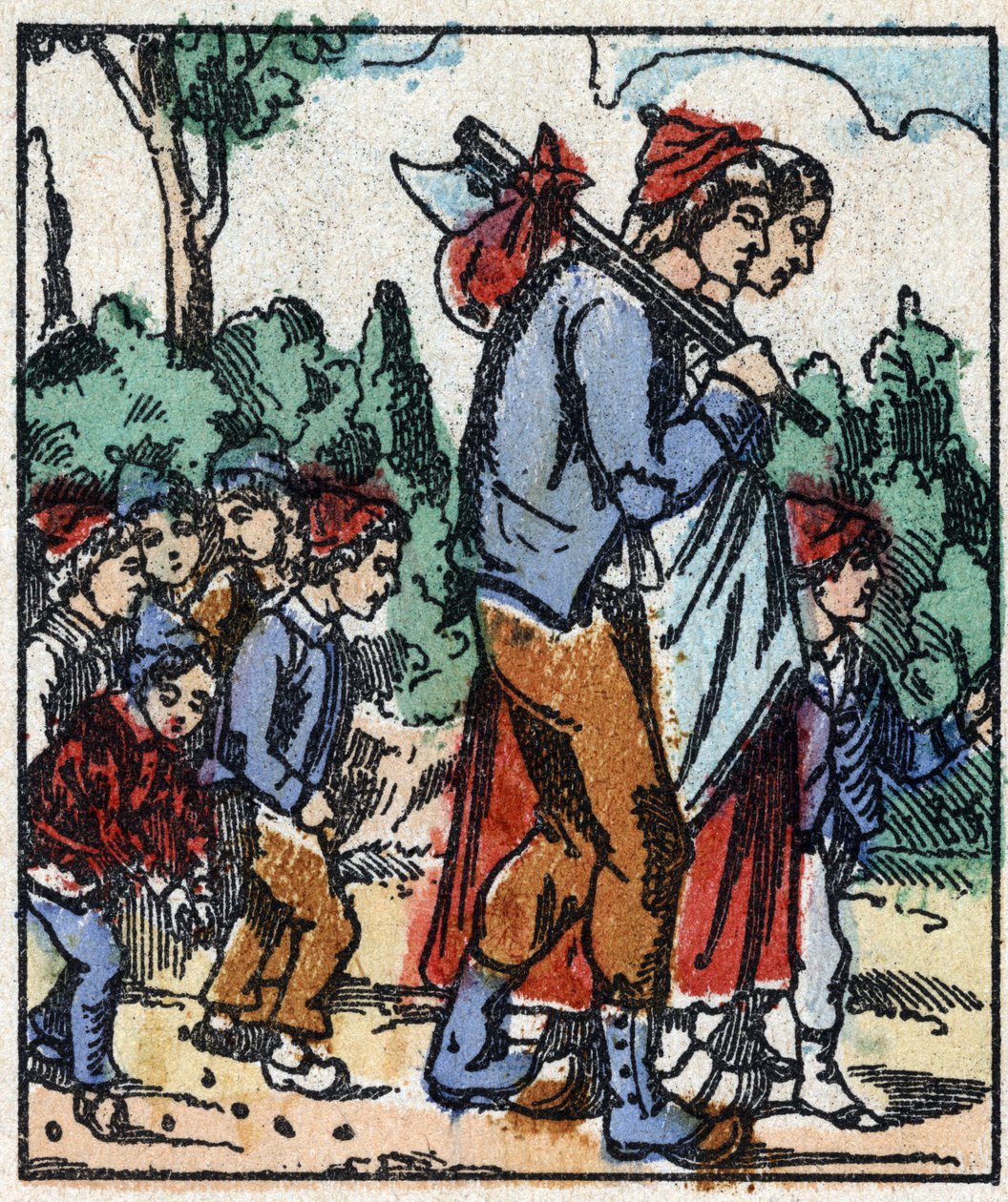 Illusztráció Charles Perrault "" Le petit poucet "" meséjéről. Imaging Pellerin fametszete - Epinal, sd. 19. század vége (metszet) alkotó: French School