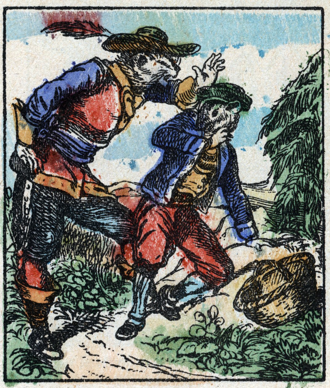 Illusztráció a „” Raminagrobis és az egerek” című meséhez. Fametszet az Imaging Pellerin - Epinal, sd. 19. század vége. alkotó: French School