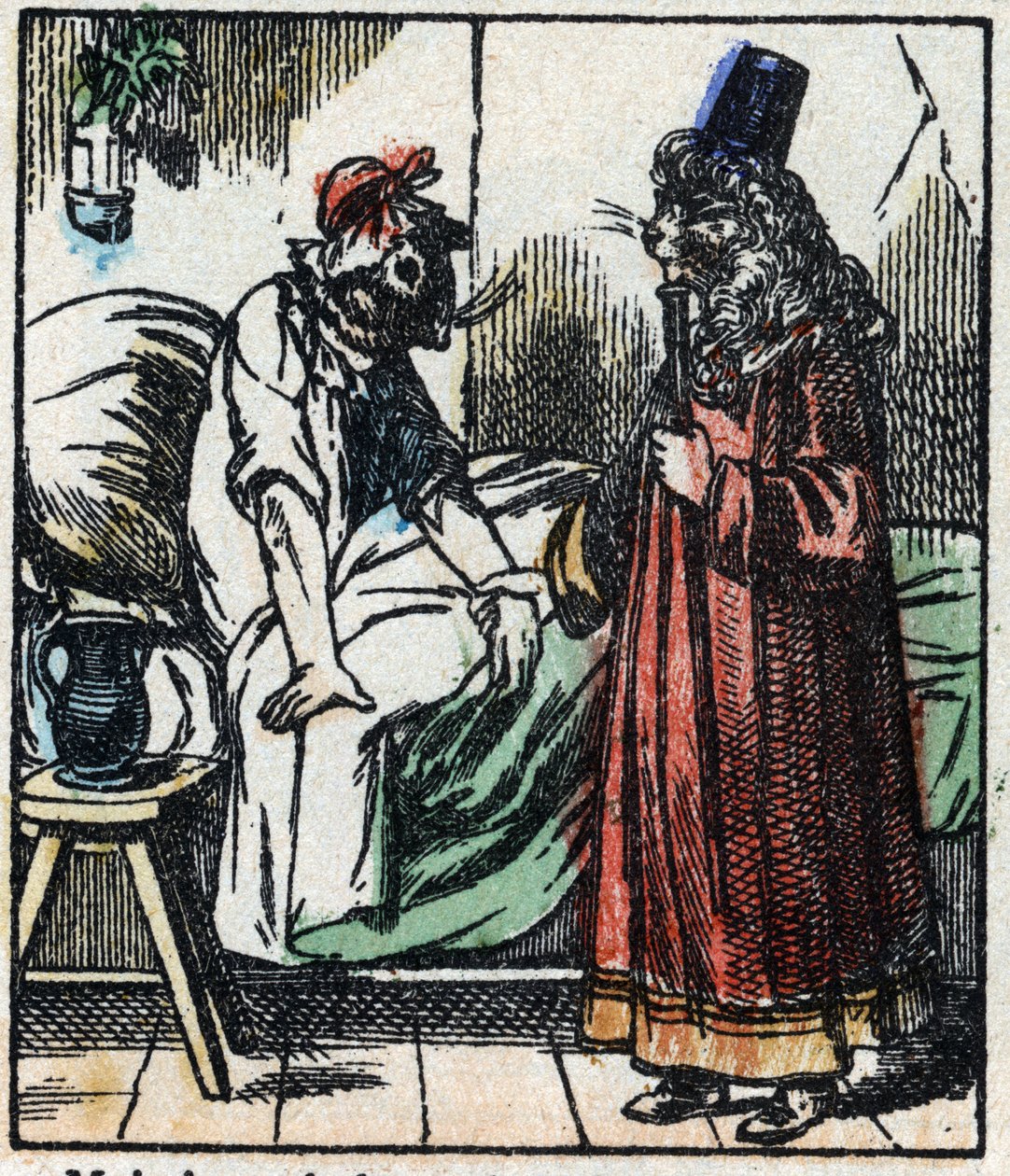 Illusztráció a „” Raminagrobis és az egerek” című meséhez. Fametszet az Imaging Pellerin - Epinal, sd. 19. század vége. alkotó: French School