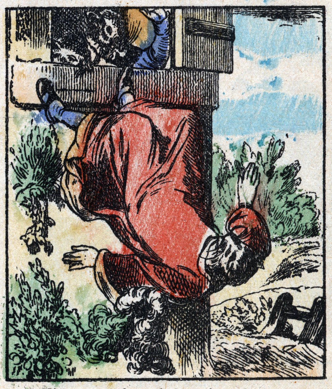 Illusztráció a „” Raminagrobis és az egerek” című meséhez. Fametszet az Imaging Pellerin - Epinal, sd. 19. század vége. alkotó: French School