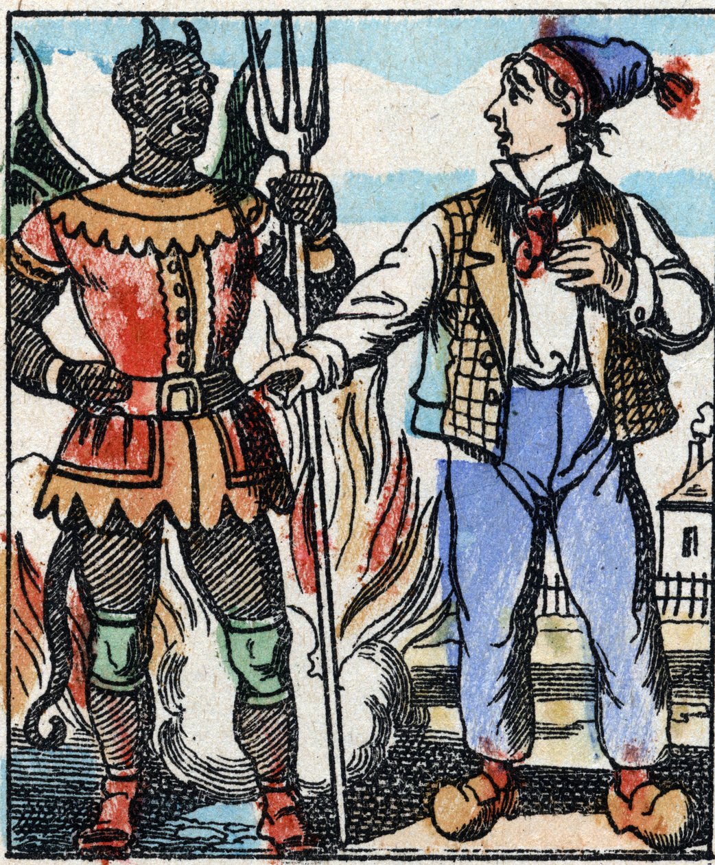 Illusztráció a meséhez: „Az ördögvilla „” Fametszet az Imaging Pellerin-ből - Epinal, sd. 19. század vége. alkotó: French School