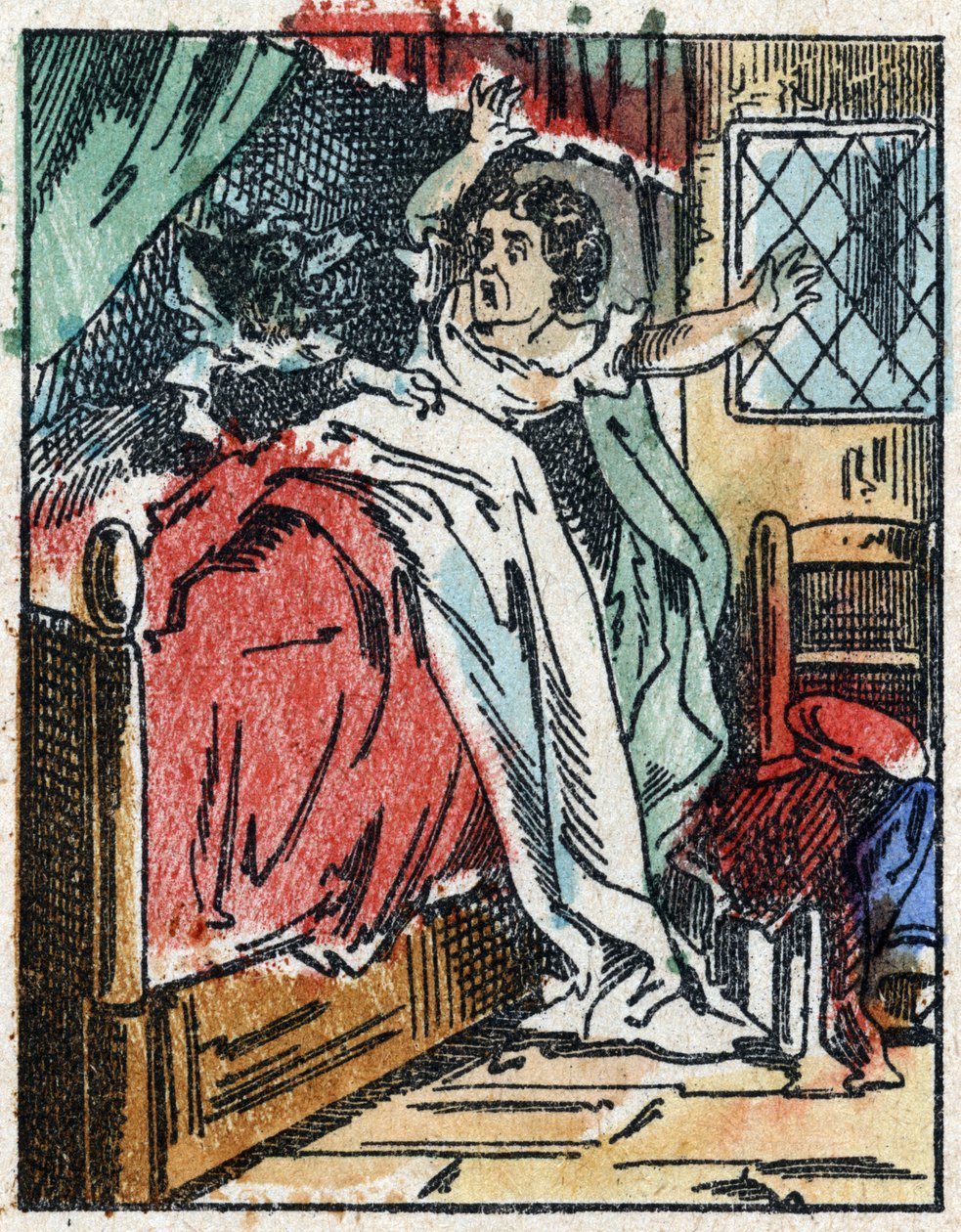 Illusztráció Charles Perrault „A Piroska” című meséjéhez. Fametszet az Imaging Pellerin-től - Epinal, sd. 19. század vége. alkotó: French School