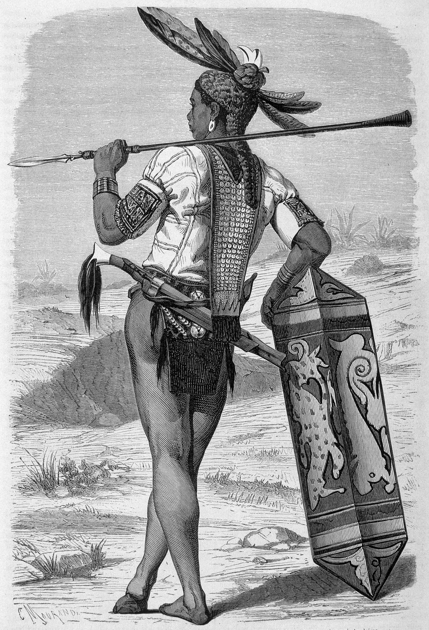 A „Le Tour du monde” 1870-1871-es kiadásában megjelent illusztráció, amely egy dayakot (bennszülött) ábrázol Borneo szigetén. Metszés. alkotó: French School