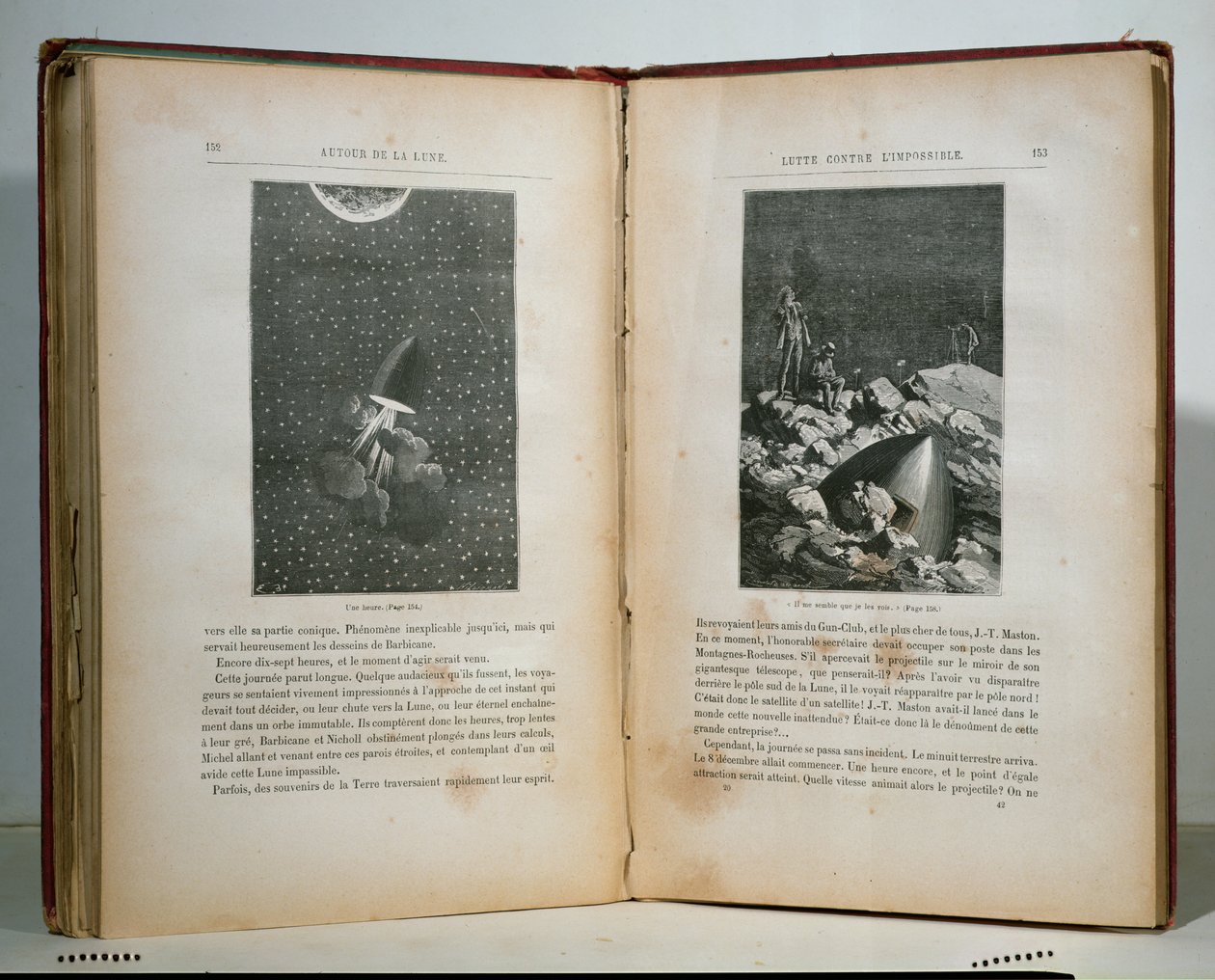 Illusztrációk a Hold körül című filmből, Jules Verne (1828-1905) alkotó: French School
