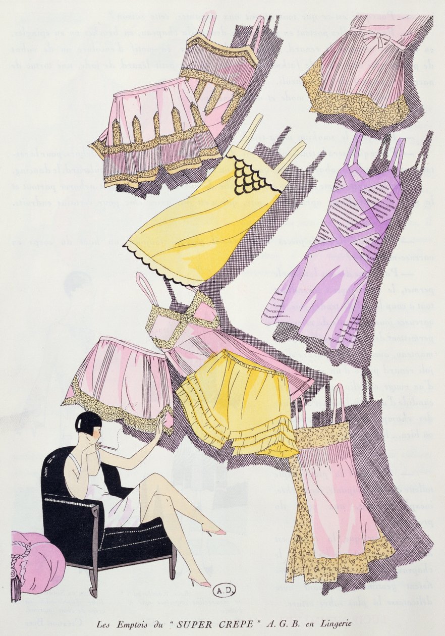 Illusztrációk fehérneműről az Art, Gout, Beaute divatlapból, 1926. július alkotó: French School