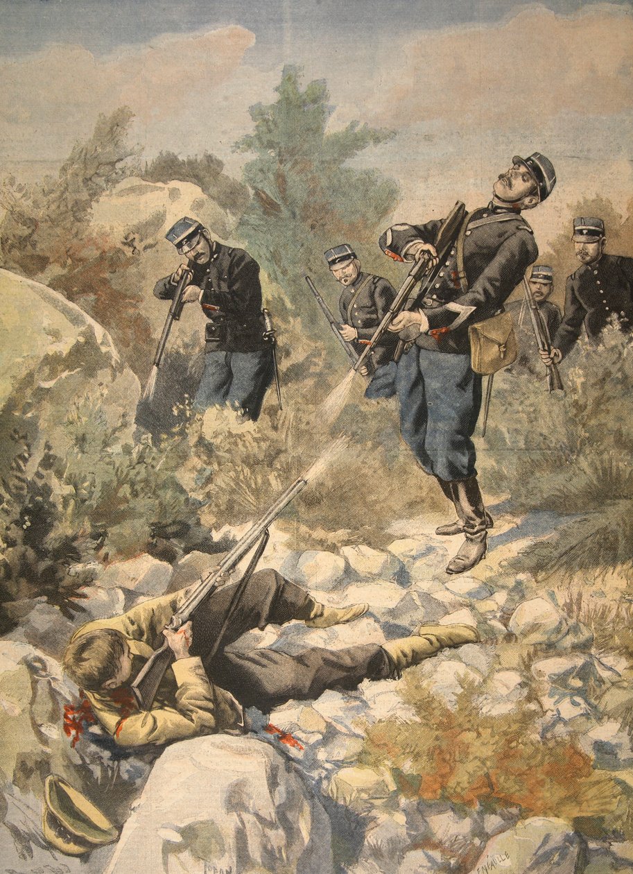 Korzikán: rendőrség és gengszter, illusztráció a Le Petit Journalból: Supplement illustre, 1898 alkotó: French School