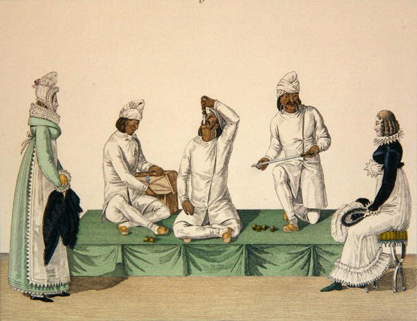 Indiai zsonglőrök, 88. lemez a „le Bon Genre”-ből, 1810 körül (színes metszet) alkotó: French School