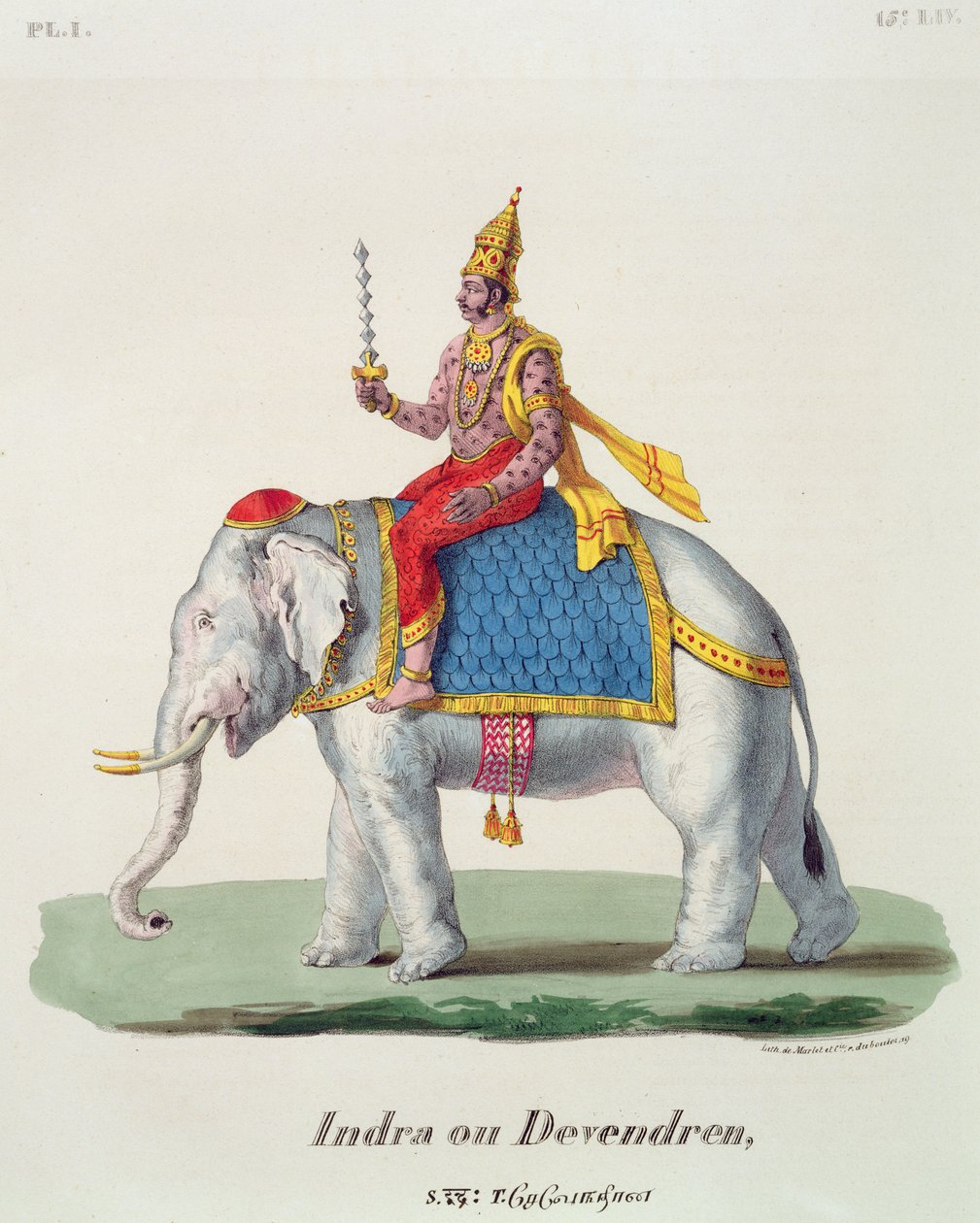 Indra vagy Devendra, a LInde francaise-ból..., metszette: Marlet & Cie, pub. Párizs 1827-1835 alkotó: French School