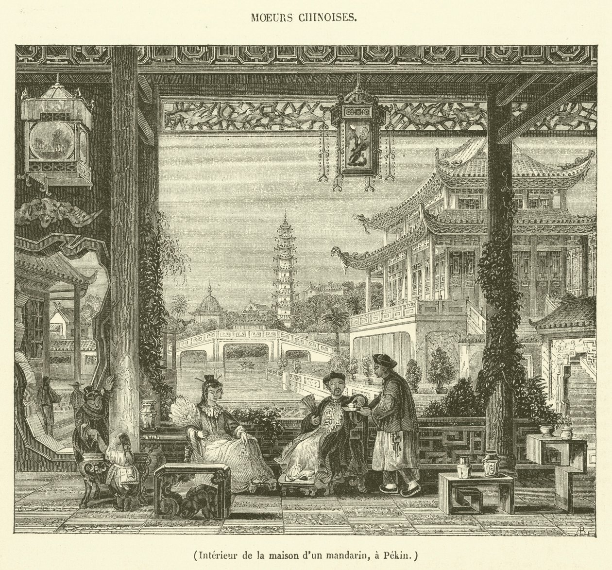 Egy pekingi mandarin házának belseje (metszet) alkotó: French School