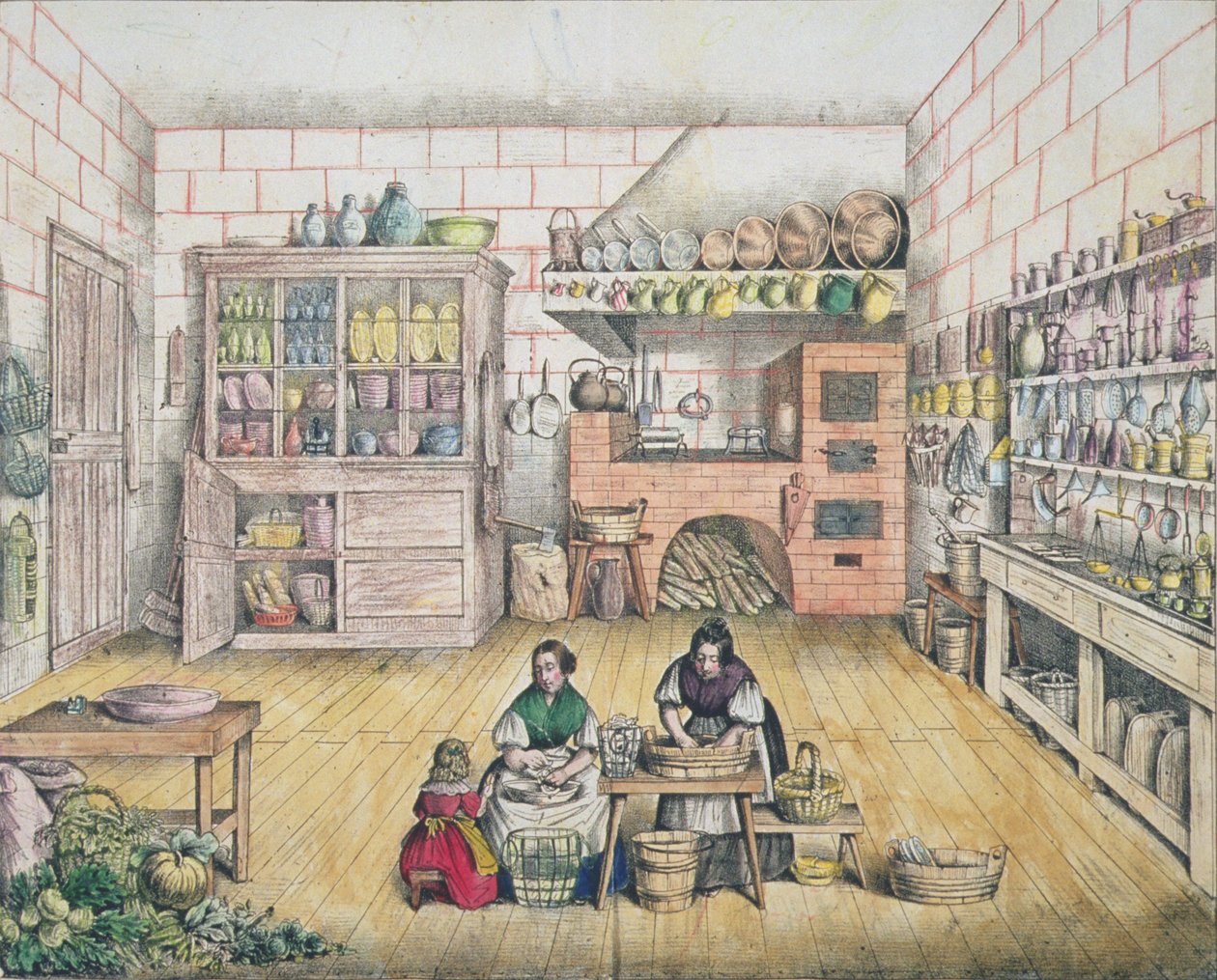 Egy francia vidéki konyha belseje, 19. század vége alkotó: French School