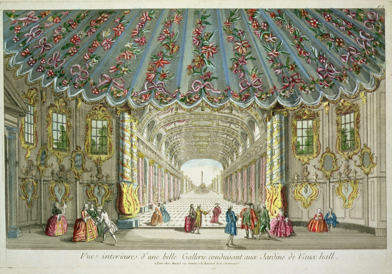 A Vauxhall Gardensbe vezető galéria belseje alkotó: French School