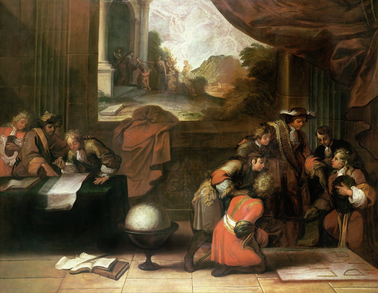Egy szoba belseje geográfusokkal és matematikusokkal, 1680-90 körül alkotó: French School