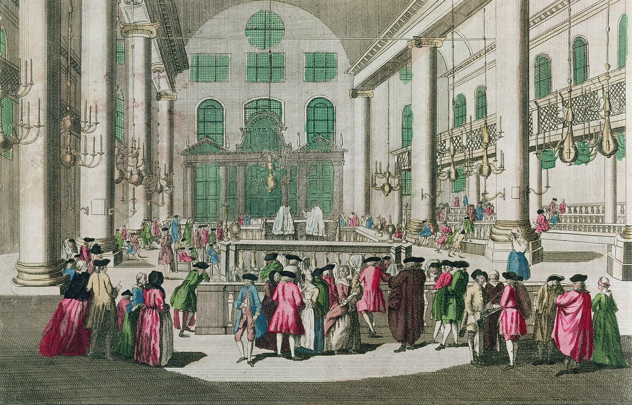 Egy zsinagóga belseje a Purim ünnepe alatt alkotó: French School