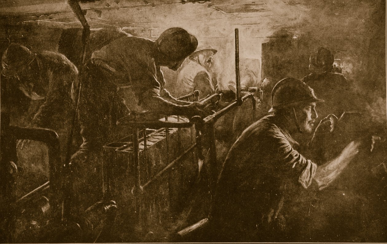 A francia rohamtüzérséghez tartozó harckocsi belseje, 1914-18 alkotó: French School
