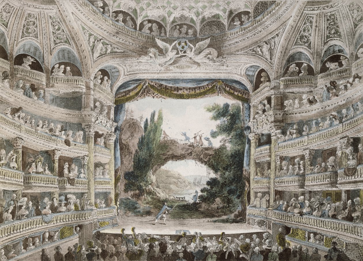 A Comedie Francaise Színház belső tere 1791-ben, eredeti akvarell után alkotó: French School