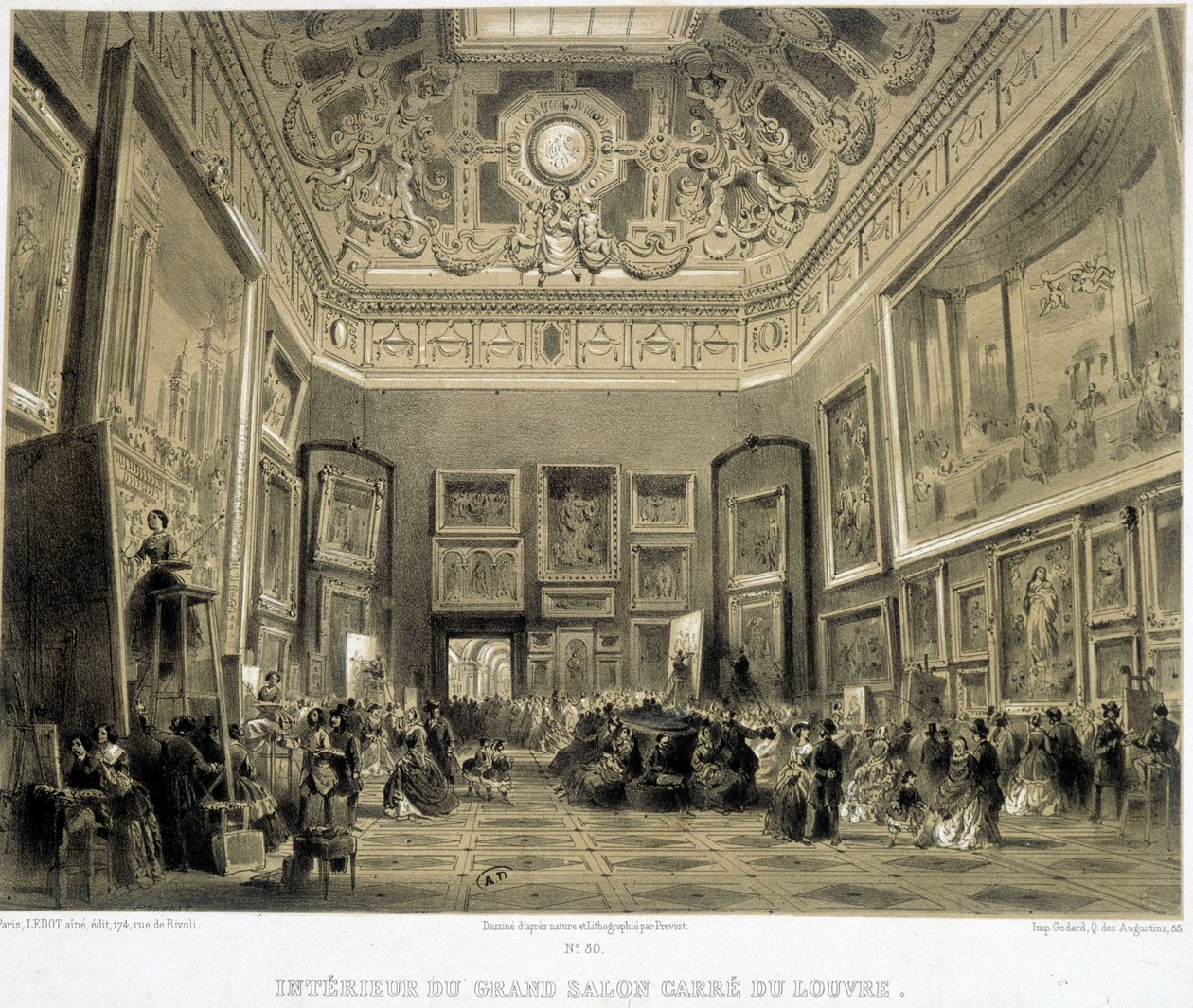A Grand Salon Carre du Louvre belseje. alkotó: French School