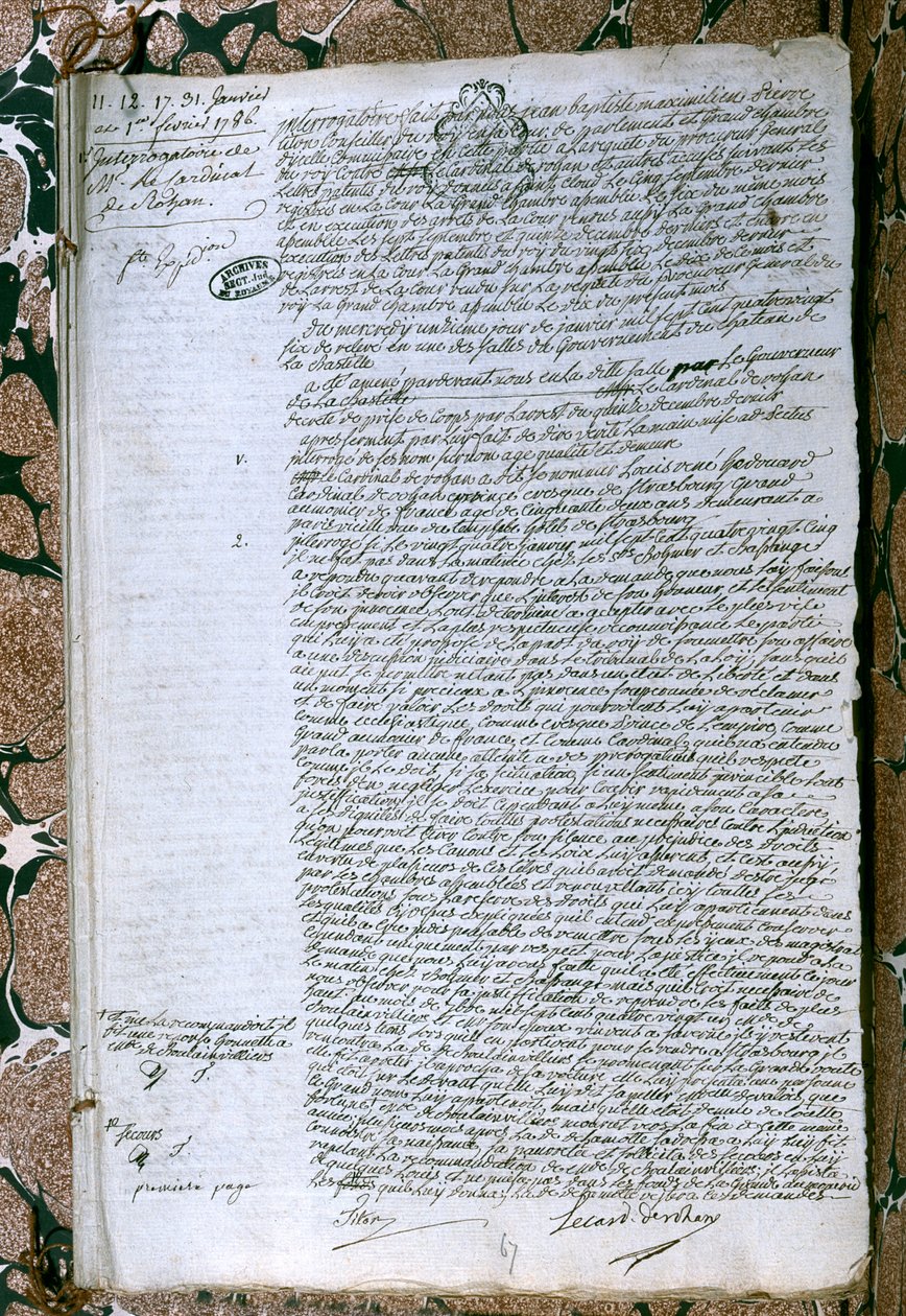 De Rohan bíboros (1734-1803) kihallgatása, 1786. január alkotó: French School