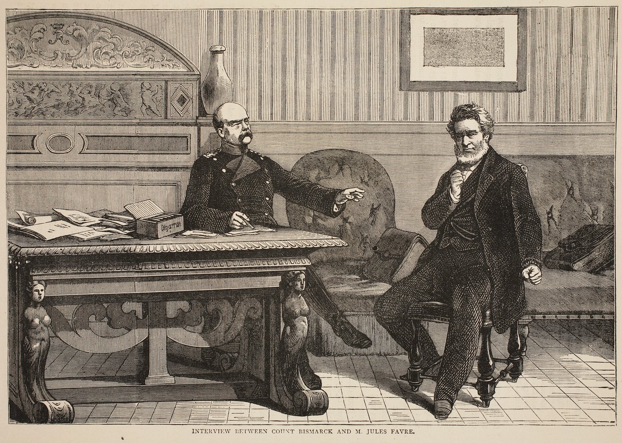 Interjú Bismarck gróf és M. Jules Favre között, 1870. szeptember, illusztráció Cassells: A Franciaország és Németország közötti háború története, 1870-1871 alkotó: French School