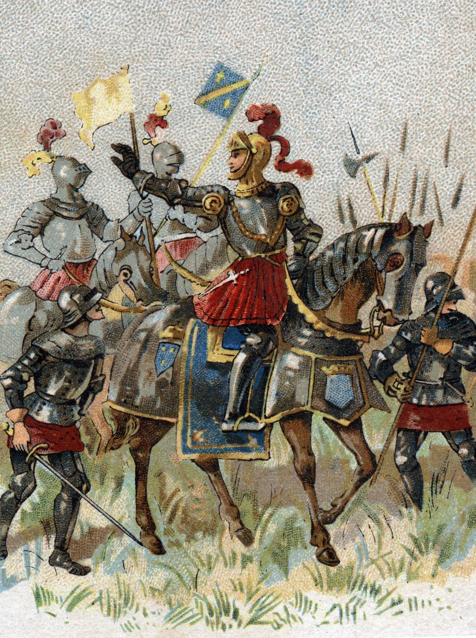 Olasz háborúk: XII. Lajos (1462-1515), francia király, az olaszországi agnadeli csatában (Milánó), 1509. május 14-én. Kromolitográfia. alkotó: French School
