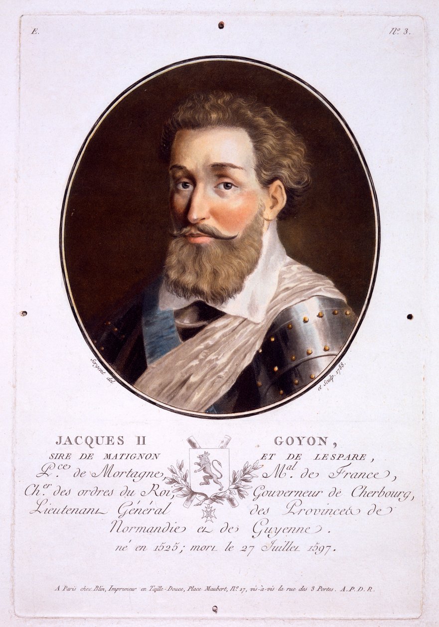 Jacques II Goyon, a Nagy férfiak, jeles nők és emlékezetes francia alanyok portréiból, 1787-92 alkotó: French School