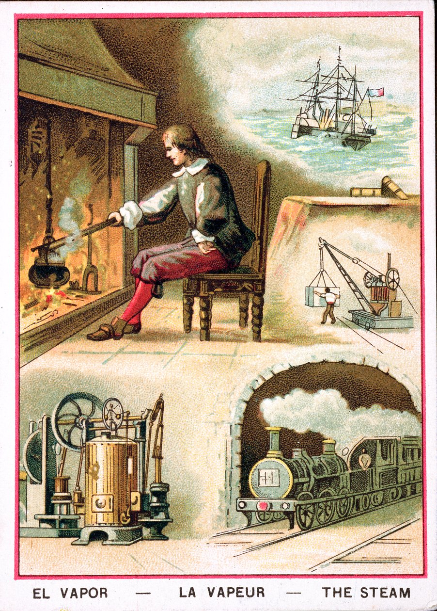 James Watt (1736-1819) és a gőz különféle felhasználásai alkotó: French School
