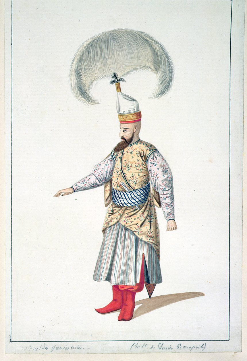 janicsár tiszt, oszmán kor, 18. század harmadik negyede (wc papíron) alkotó: French School