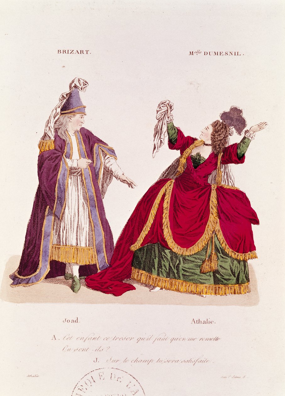 Jean-Baptiste Brizard (1721-91) Joad és Mademoiselle Dumesnil (1713-1803) szerepében Athalie-ként, jelenet Jean Racine (1639-99) „Athalie” című filmjének V. felvonásának 5. jelenetéből. alkotó: French School
