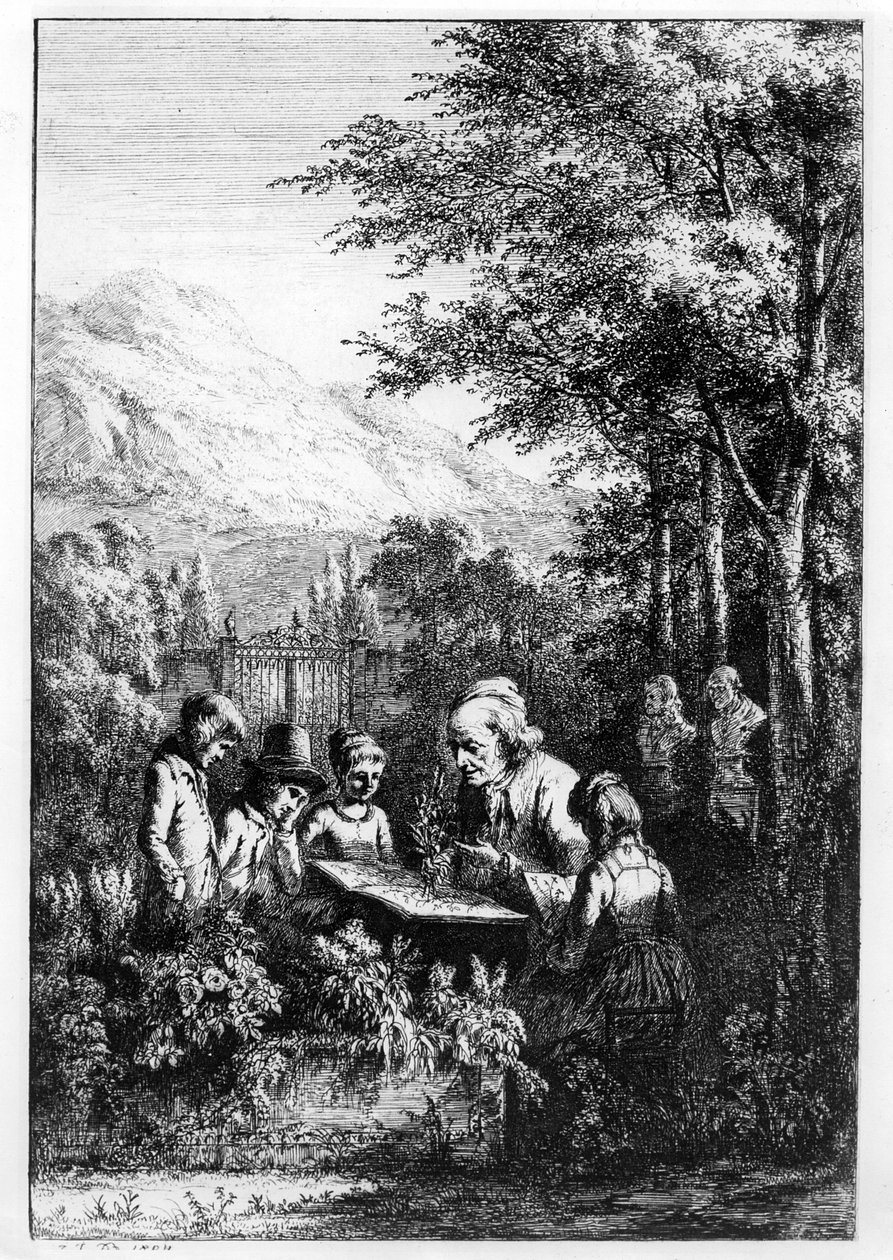 Jean-Jacques Rousseau tanít egy csoport gyereket alkotó: French School