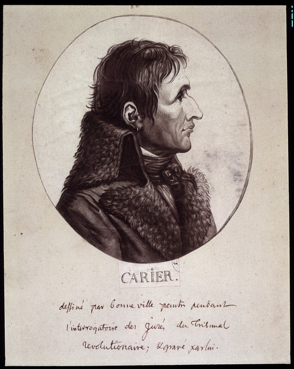 Jean Baptiste Carrier (1756-1794), Gouneville rajzolt a Forradalmi Bíróság Projure-i kihallgatása során alkotó: French School
