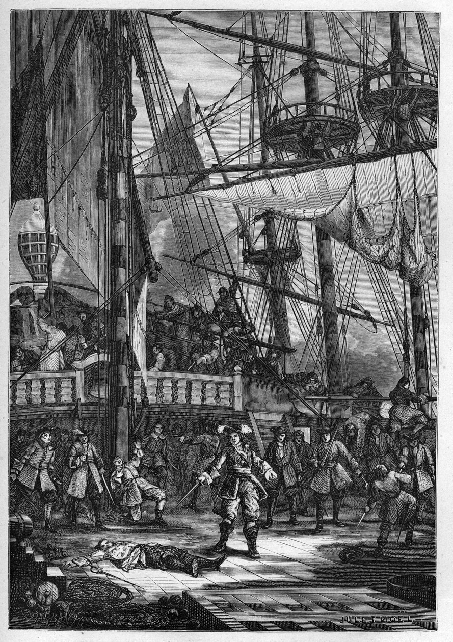Jean Bart megöli a „Neptunusz” holland kapitányát – Jean Bart (1650-1702) megöli a Neptunusz holland kapitányát – metszet a „L