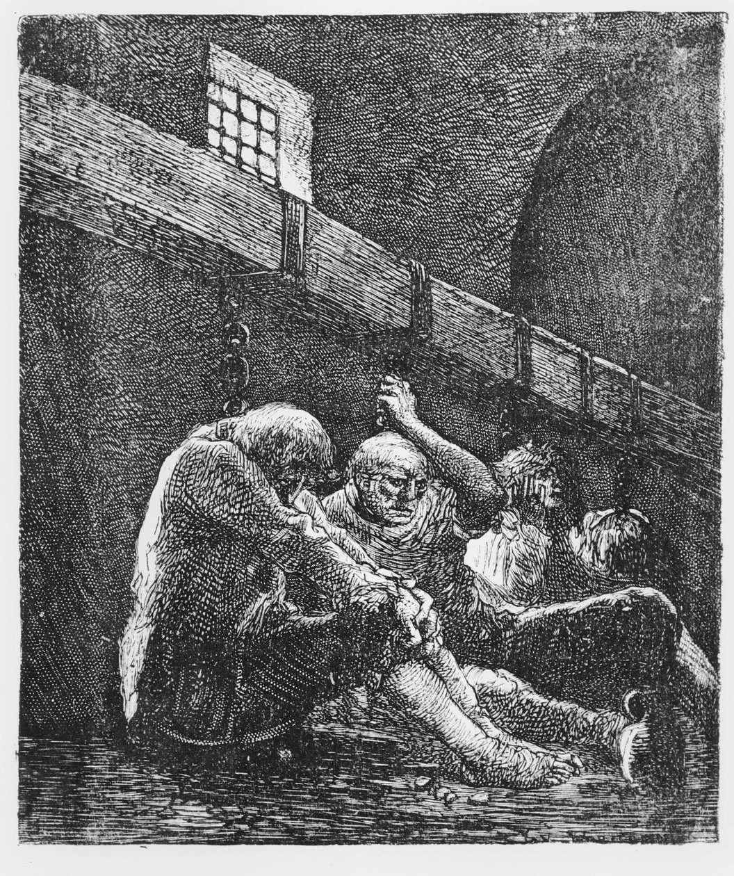 Jean Valjean a börtönben, Illusztráció a Nyomorultakból, Victor Hugo, 1865 alkotó: French School