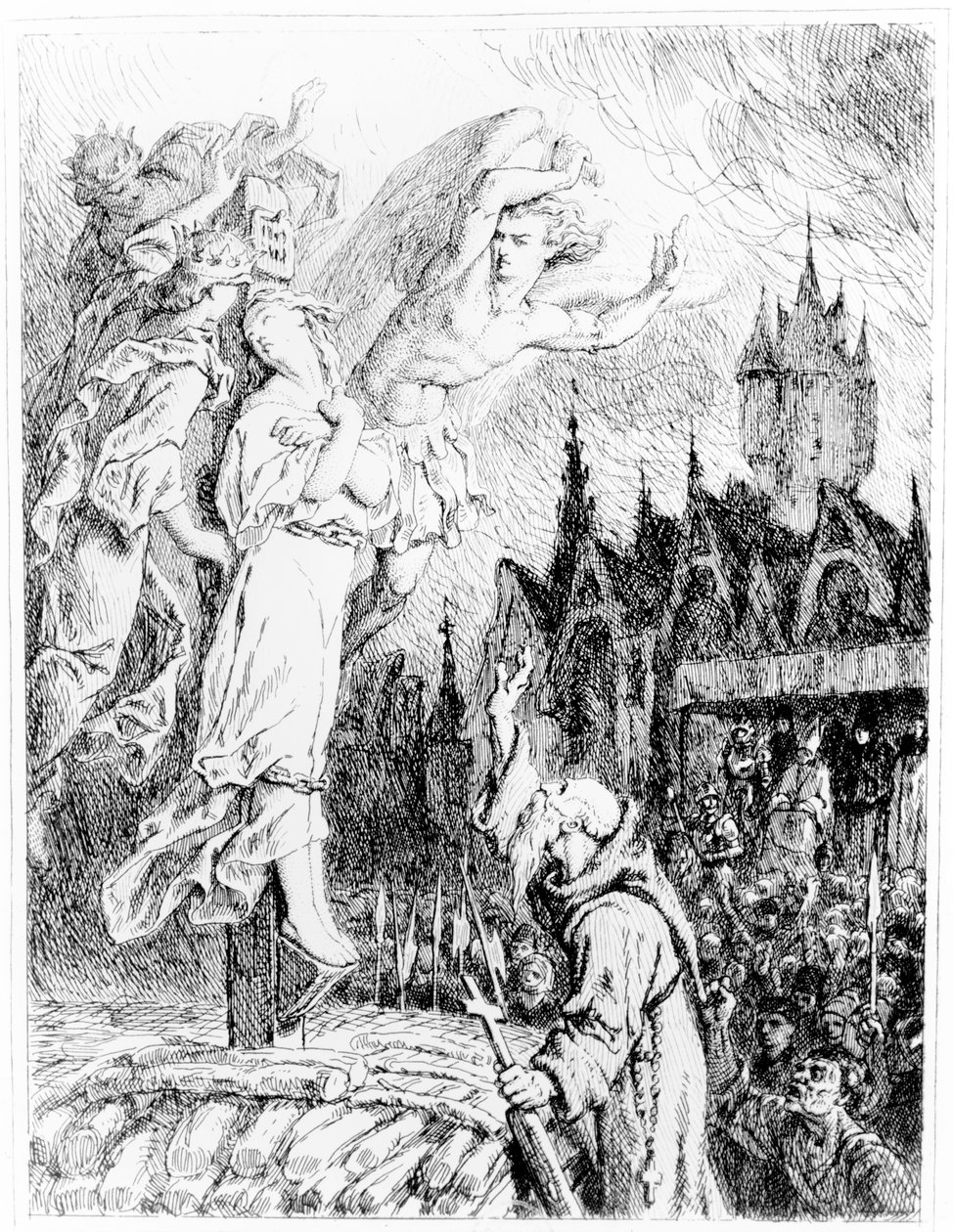 Jeanne of Arc a máglyán alkotó: French School