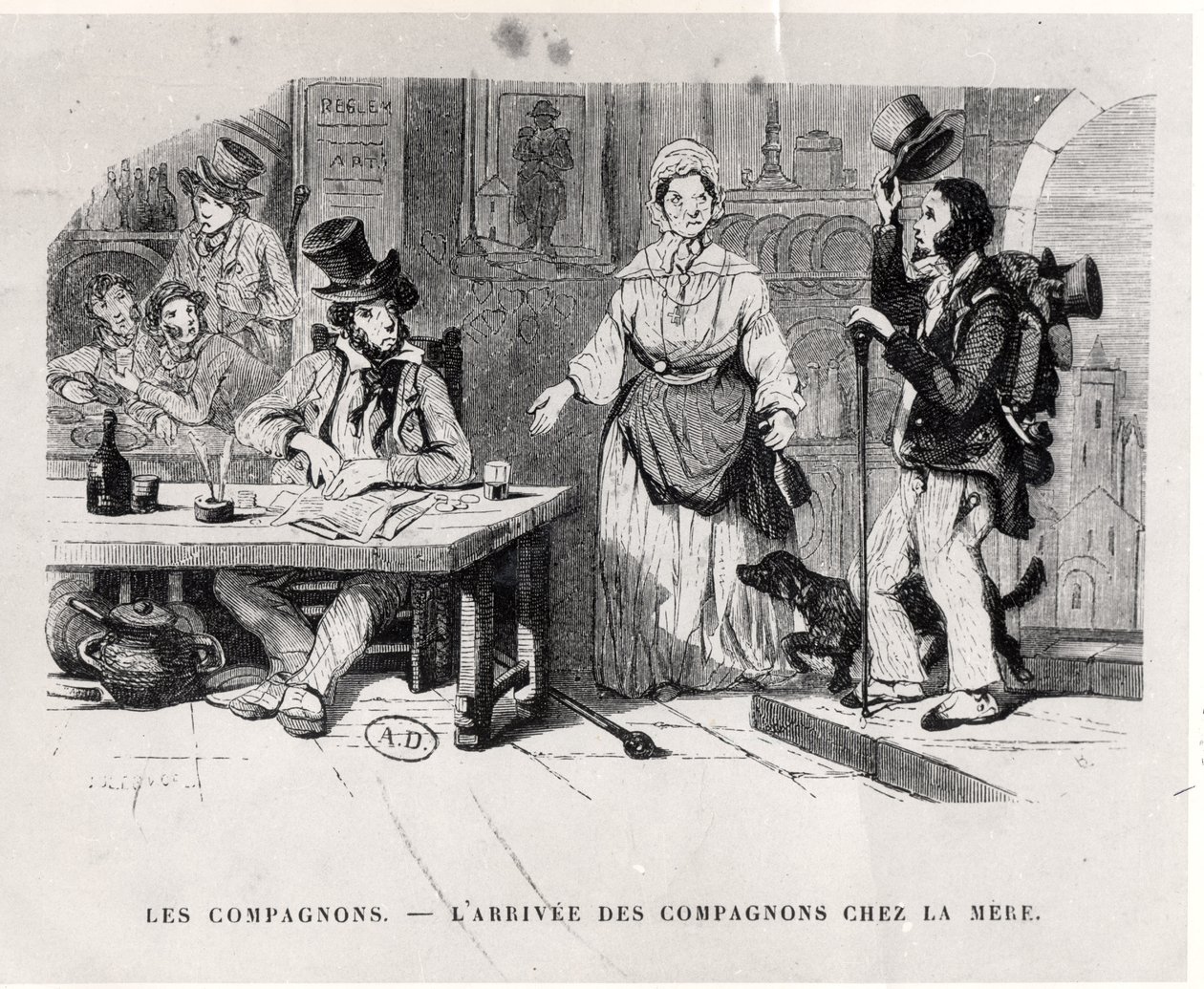 Panzióba érkező utazó, c. 1850 alkotó: French School